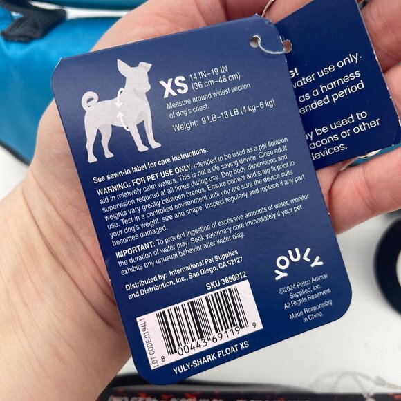 NEW Youly Dog Shark Float Floatation Vest XS 9-13 Pounds/Chest 14-19” Blue Gray - Picture 6 of 6